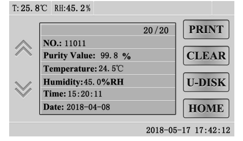 hisorical data query interface of SF6 gas analyzer