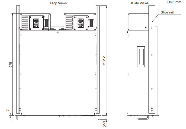 top and side view of IR400 gas analyzer External Dimensions