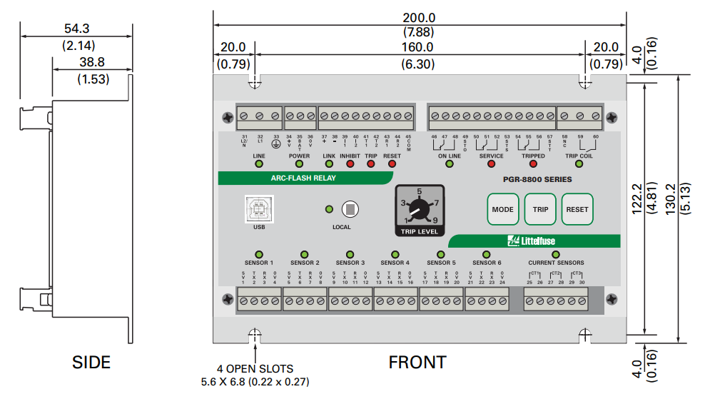 Littelfuse PGR 8800 Arc Flash Relay dimension