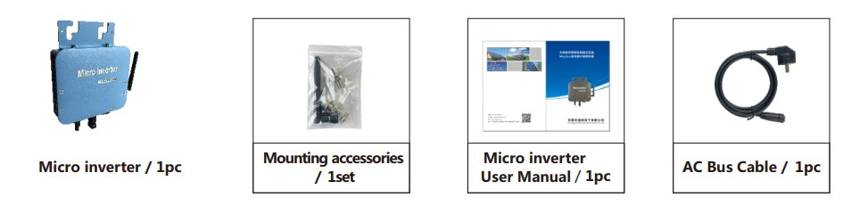 packing list of Solar Grid Tie Micro Inverter MaySun 1100-1500W