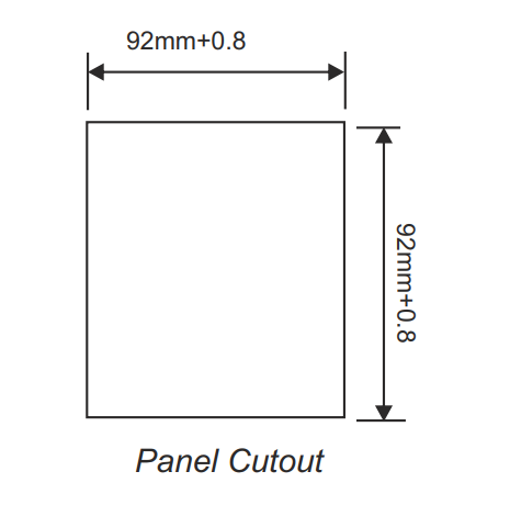 panel cutout Dimension of Rishabh Multifunction Meter 