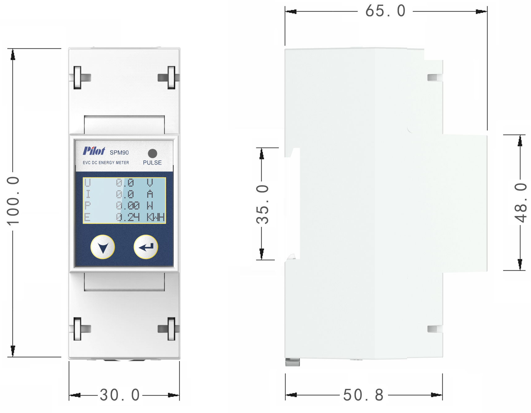 dimension fo DC KWH Meter single phase