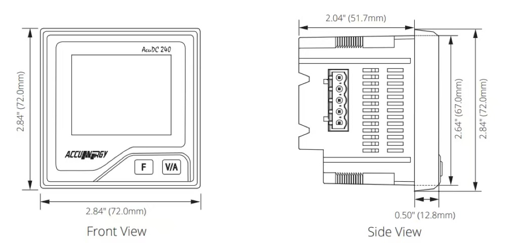 AcuDC240 Accuenergy DC Meter dimension