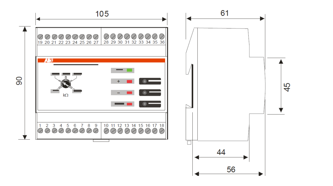 ABB ISL-A 600 insulation monitoring dimension