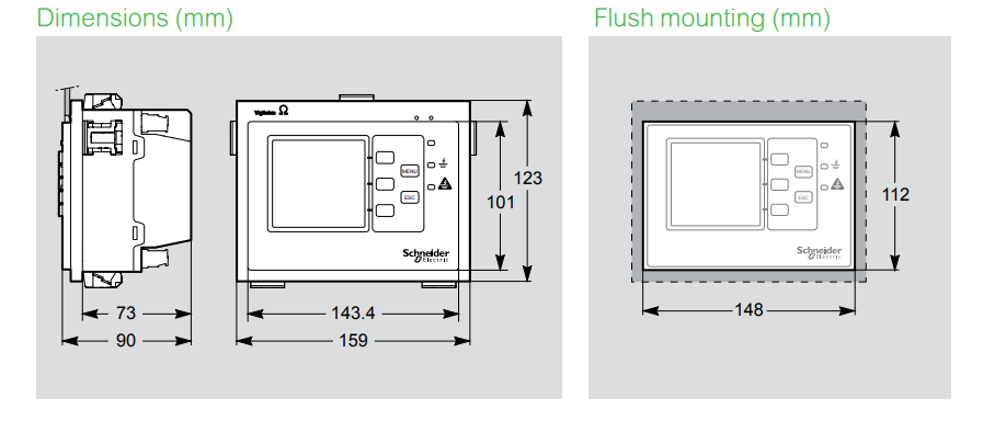 Schneider IMD Vigilohm IM400 dimension