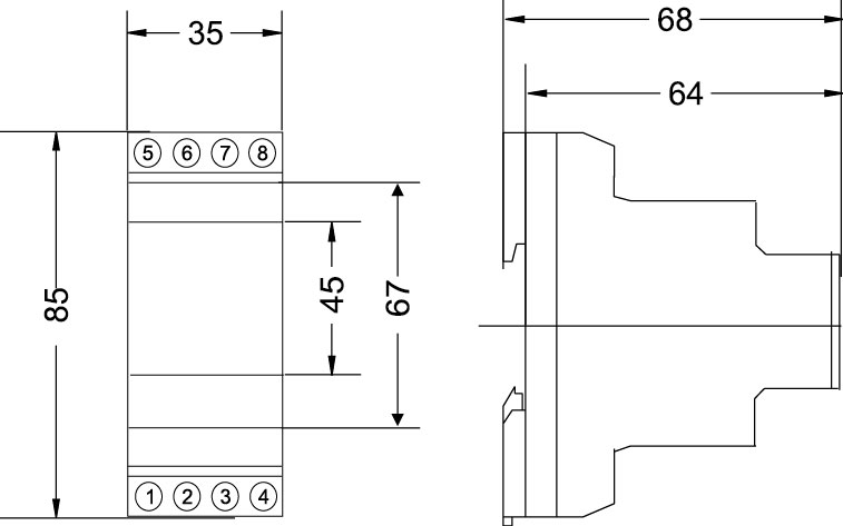 DI_RGE residual current relay dimension