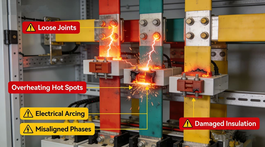 Busbar faults in electrical switchgear