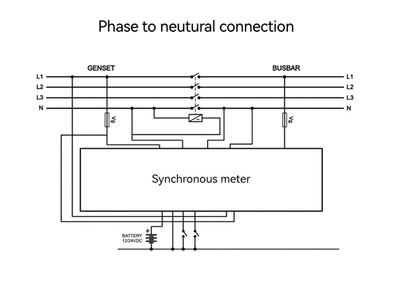 Diagram of synchroscope Phase-to-neutural Connection