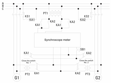 Synchroscope wiring diagram for two generators