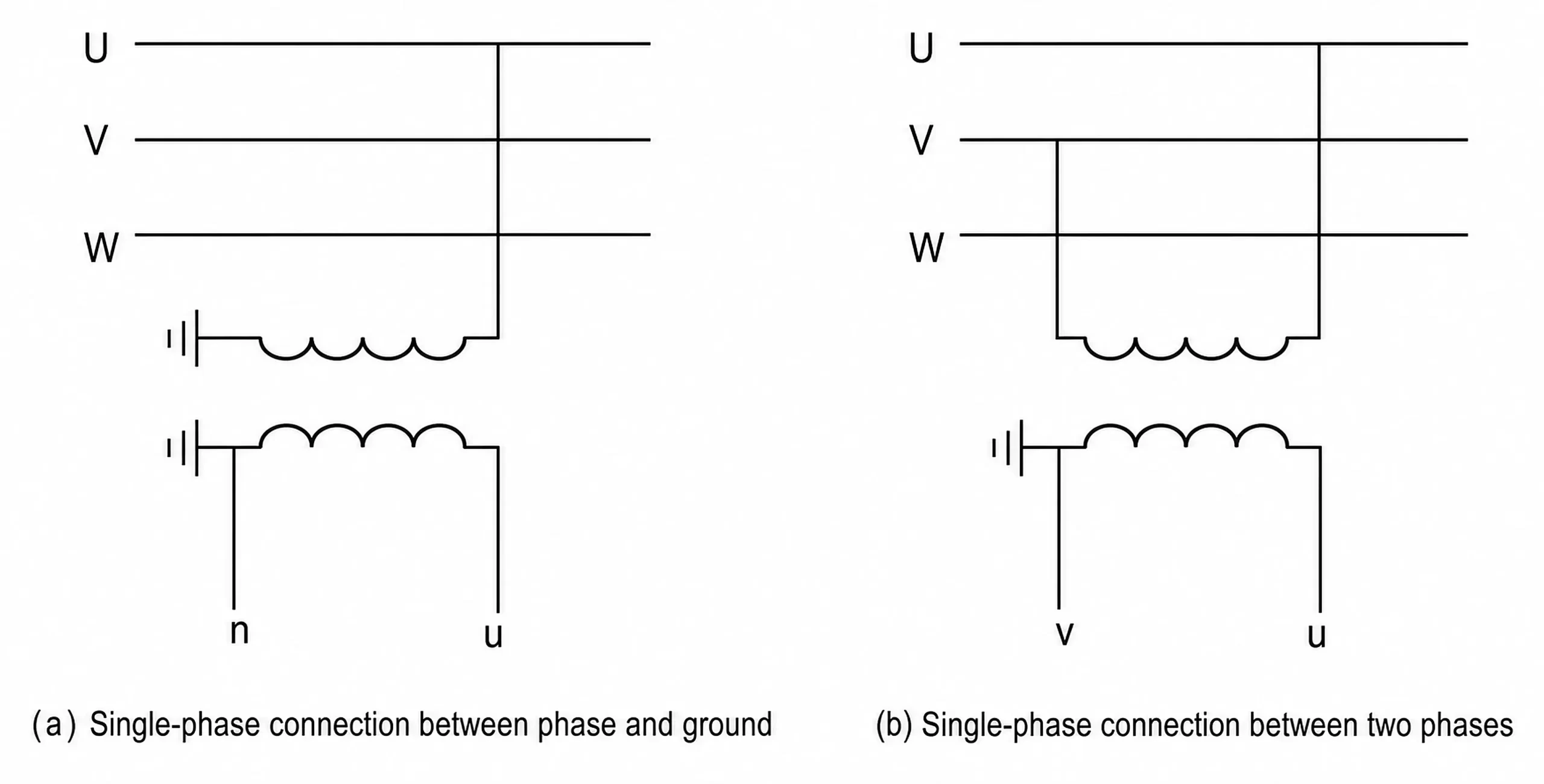 Wiring for single-phase voltage transformers